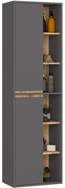 Ak furniture Závesná kúpeľňová skrinka VAMI 50 cm sivý grafit/dub artisan