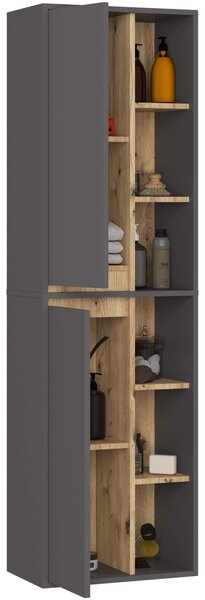 Ak furniture Závesná kúpeľňová skrinka VAMI 50 cm sivý grafit/dub artisan