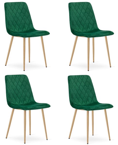 Jedálenská zostava Stôl 120x80, dub Sonoma Stolička TURIN -tmavozelený zamat / nohy farba dreva x 4