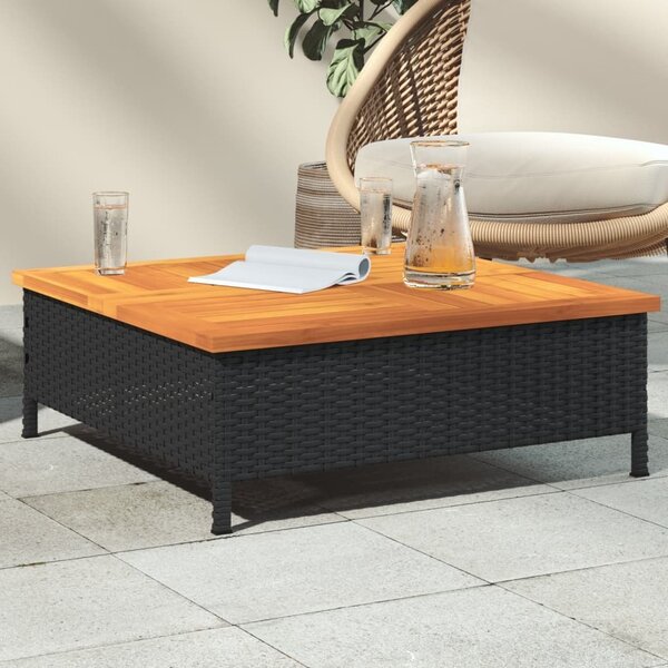 Maison Exclusive - Záhradný stôl ierny 70x70x25 cm ratan a akáciový masív