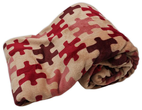Home Elements Mikroflanelová deka, červená, puzzle