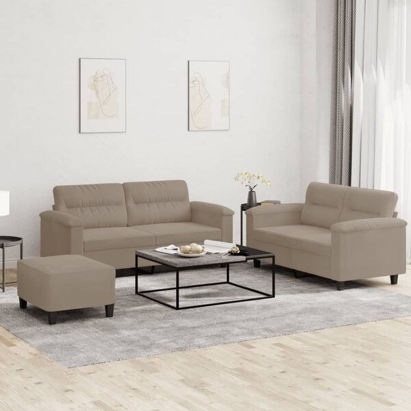 Maison Exclusive – 3-dielna sedacia súprava s vankúšmi, mikrovlákno v odtieni taupe