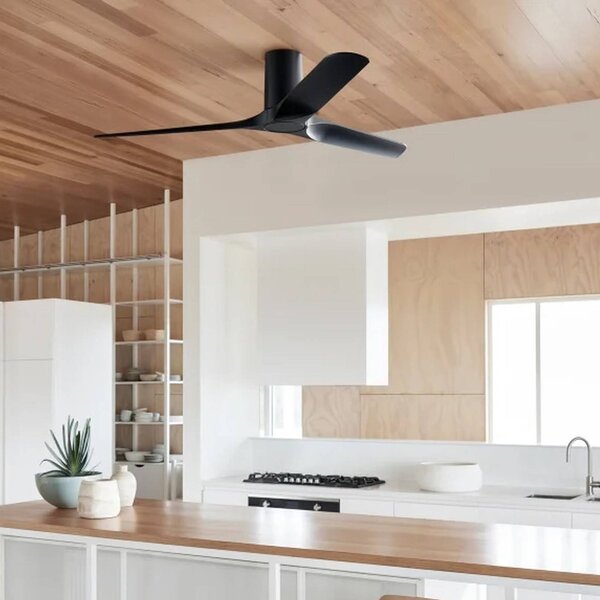 Beacon Lighting stropný ventilátor Londo čierny DC motor 132 cm tichý, Čierna, Obývacia izba / jedáleň, Plast, Moderný