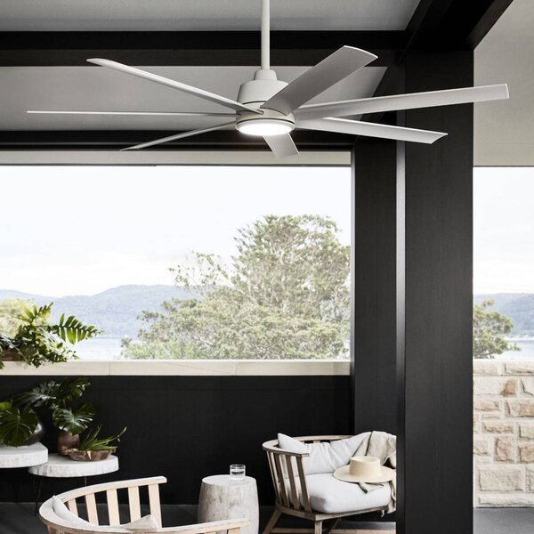 Stropný ventilátor Beacon so svetlom Atlanta biely 142 cm tichý, Biela / opálová, Obývacia izba / jedáleň, Plast, Moderný