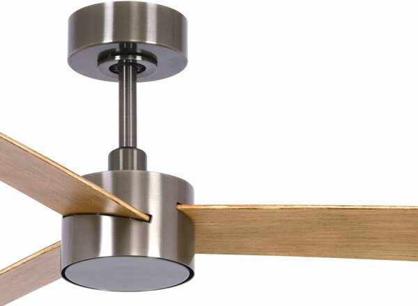 Beacon Lighting Stropný ventilátor s osvetlením Climate IV, nikl/teak, tichý, Svetlé drevo, Obývacia izba / jedáleň, Plast, Moderný
