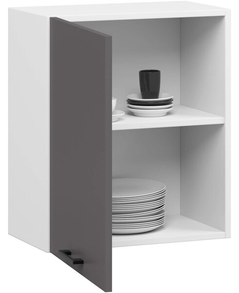 Ak furniture Závesná kuchynská skrinka OLIVIE 50x58 cm matná biela/matná grafitovo sivá