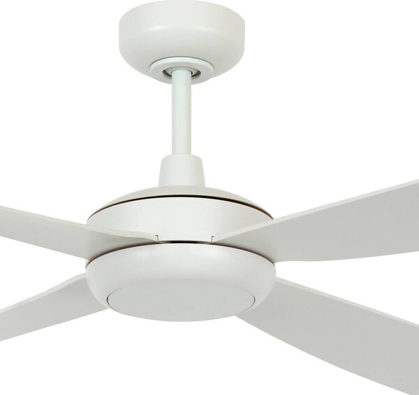 Stropný ventilátor Beacon so svetlom Slipstream, biely, tichý, Biela / opálová, Obývacia izba / jedáleň, Plast, Moderný