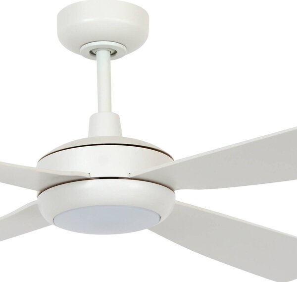Stropný ventilátor Beacon so svetlom Slipstream, biely, tichý, Biela / opálová, Obývacia izba / jedáleň, Plast, Moderný