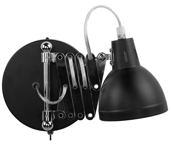 Nástenná lampa čierna kovová 33 cm nastaviteľné rameno a tienidlo industriálny dizajn