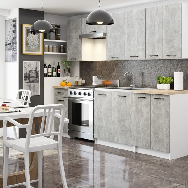 Ak furniture Závesná kuchynská skrinka OLIVIE 30x72 cm matná biela/betón
