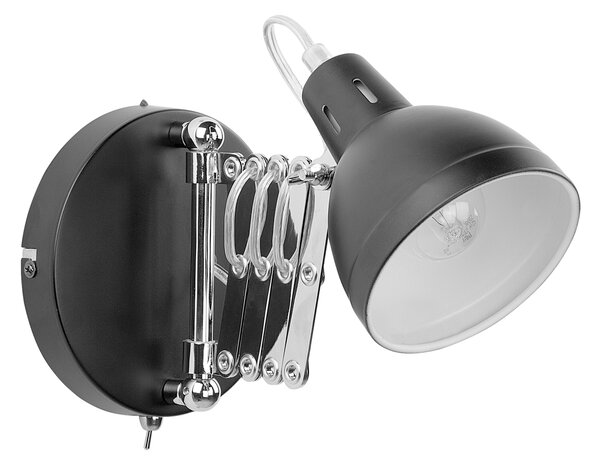 Nástenná lampa čierna kovová 33 cm nastaviteľné rameno a tienidlo industriálny dizajn