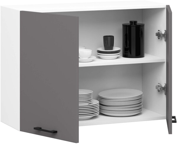 Ak furniture Závesná kuchynská skrinka OLIVIE 80x58 cm 01 matná biela/matná grafitovo šedá