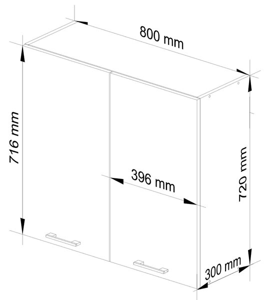 Ak furniture Závesná kuchynská skrinka OLIVIE 80x72 cm matná biela/matná grafitovo šedá
