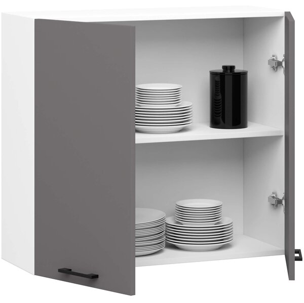 Ak furniture Závesná kuchynská skrinka OLIVIE 80x72 cm matná biela/matná grafitovo šedá