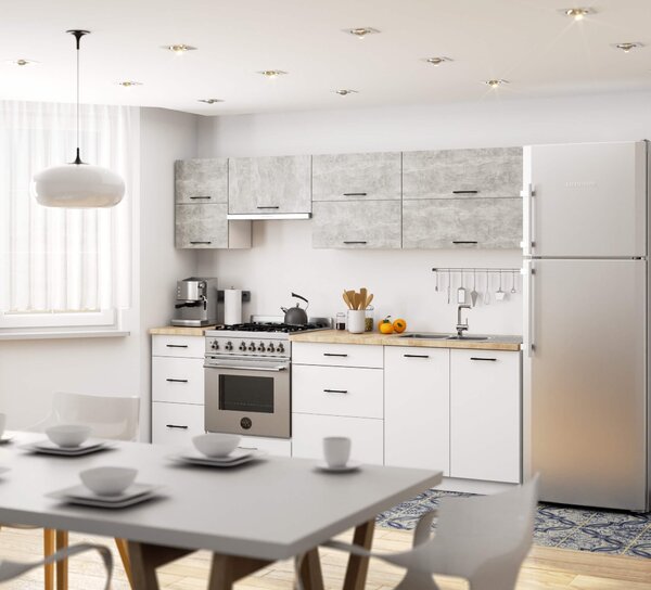 Ak furniture Závesná kuchynská skrinka OLIVIE 80x58 cm matná biela/betón