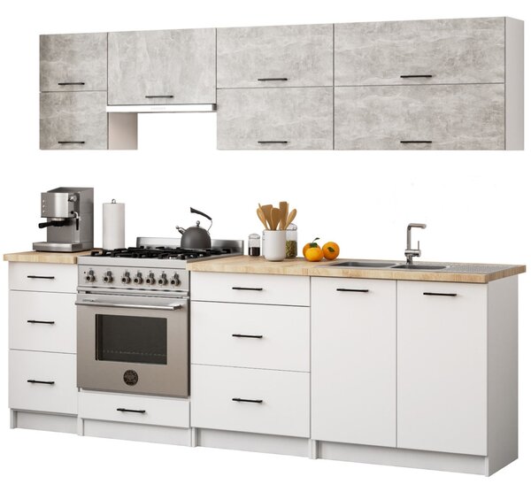 Ak furniture Závesná kuchynská skrinka OLIVIE 80x58 cm matná biela/betón