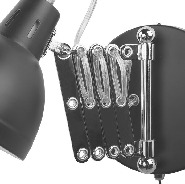Nástenná lampa čierna kovová 33 cm nastaviteľné rameno a tienidlo industriálny dizajn