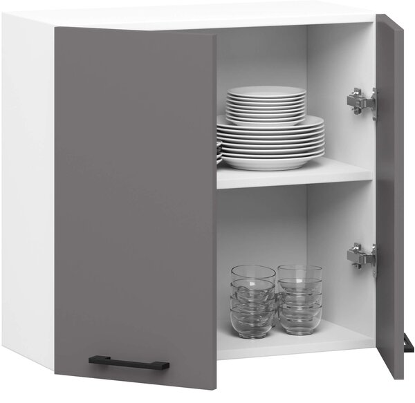 Ak furniture Závesná kuchynská skrinka OLIVIE 60x58 cm 01 matná biela/matná grafitovo sivá