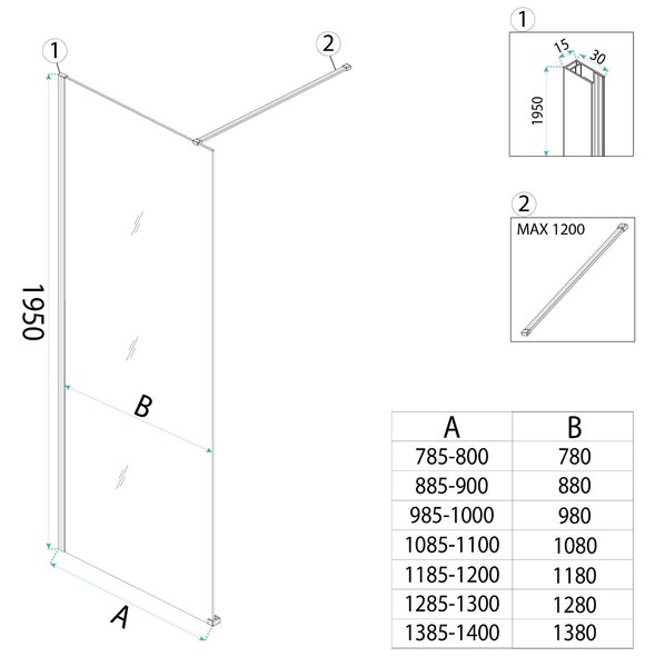 Bezrámová sprchová zástena REA FLEXI BLACK 100 cm, čierna/hnedá dymová - bez vaničky