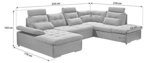 ROHOVÁ SEDAČKA, textil, kompozitné drevo, tmavohnedá, svetlohnedá MID.YOU - Sedačky, Online Only