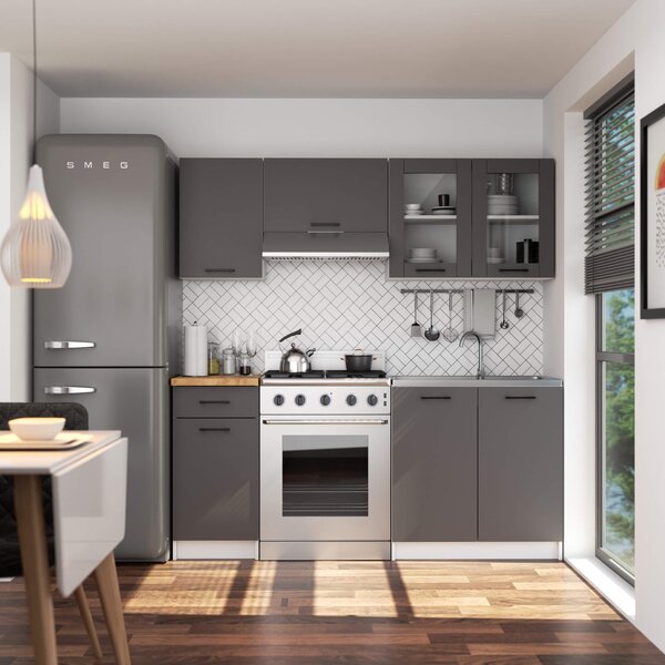 Ak furniture Závesná kuchynská skrinka OLIVIE W 80x58 cm biela mat/grafitovo šedá