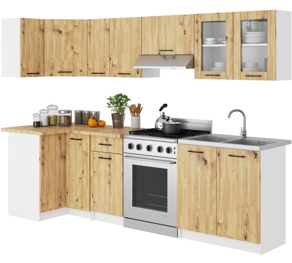 Ak furniture Závesná kuchynská skrinka OLIVIE W 80x58 cm matná biela/dub remeselný