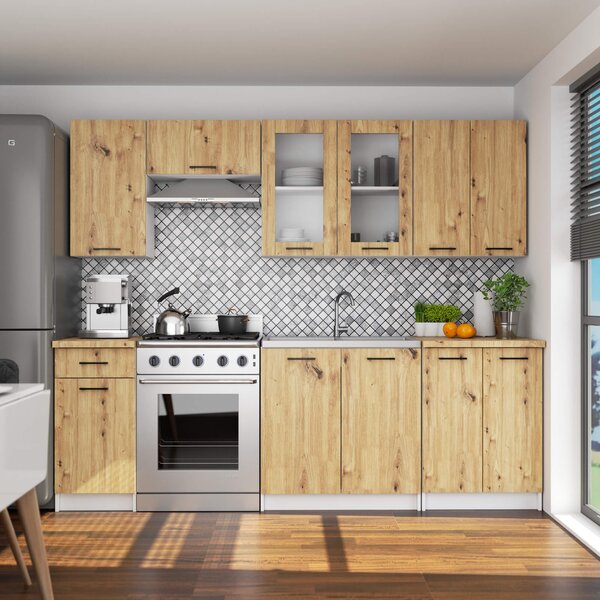 Ak furniture Závesná kuchynská skrinka OLIVIE W 80x72 cm biela mat/dub artisan