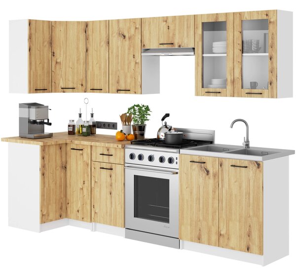 Ak furniture Závesná kuchynská skrinka OLIVIE W 80x72 cm biela mat/dub artisan