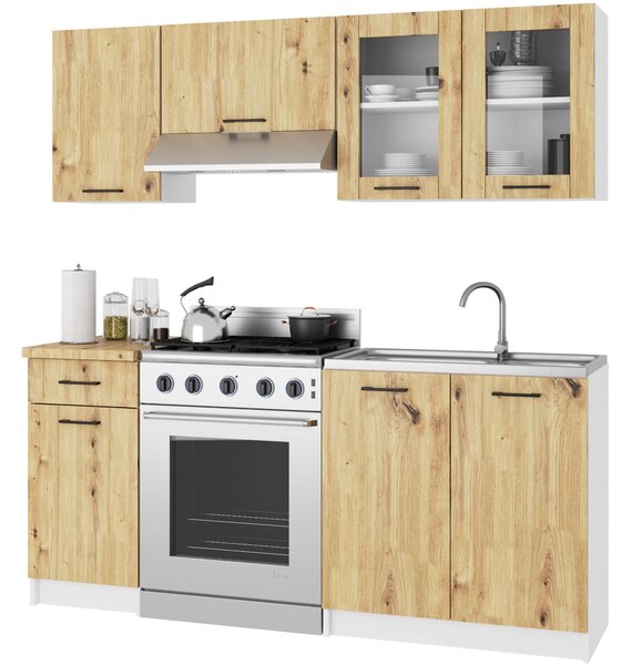 Ak furniture Závesná kuchynská skrinka OLIVIE W 80x58 cm matná biela/dub remeselný