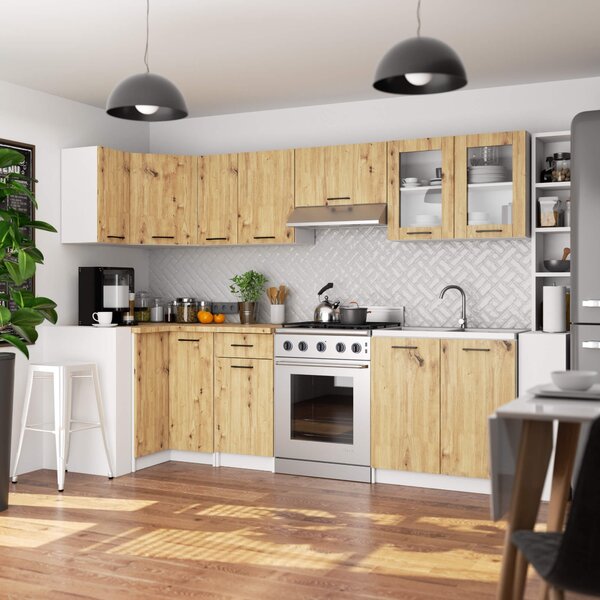Ak furniture Závesná kuchynská skrinka OLIVIE W 80x58 cm matná biela/dub remeselný