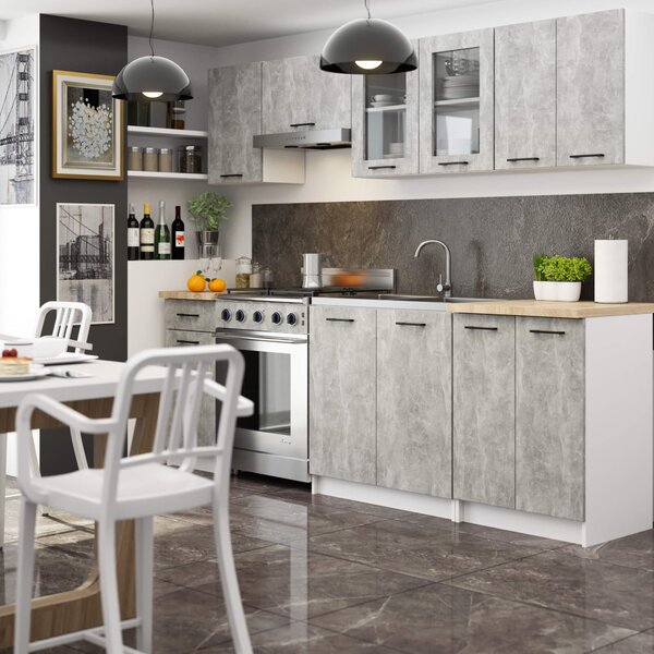 Ak furniture Závesná kuchynská skrinka OLIVIE W 80x58 cm matná biela/betón