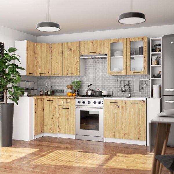 Ak furniture Závesná kuchynská skrinka OLIVIE W 80x72 cm biela mat/dub artisan