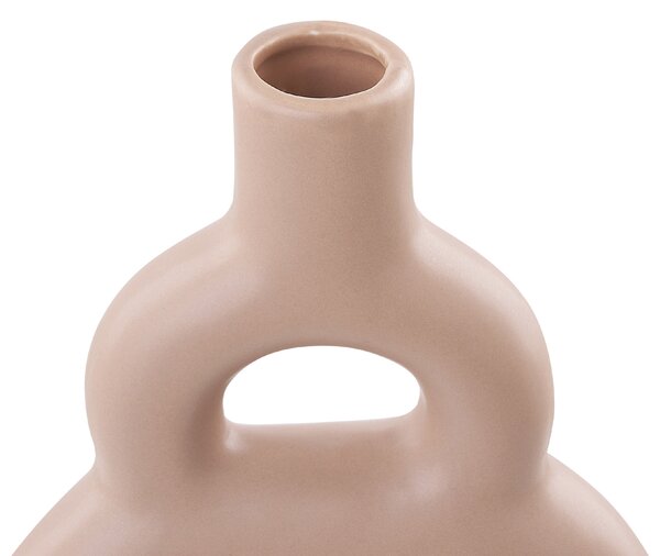 Váza na kvety béžová porcelánová 28 cm moderný abstraktný tvar vodoodolný bytový doplnok do obývačky