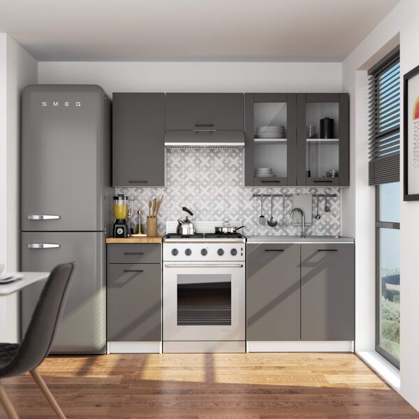 Ak furniture Závesná kuchynská skrinka OLIVIE W 80x72 cm matná biela/matná grafitovo šedá