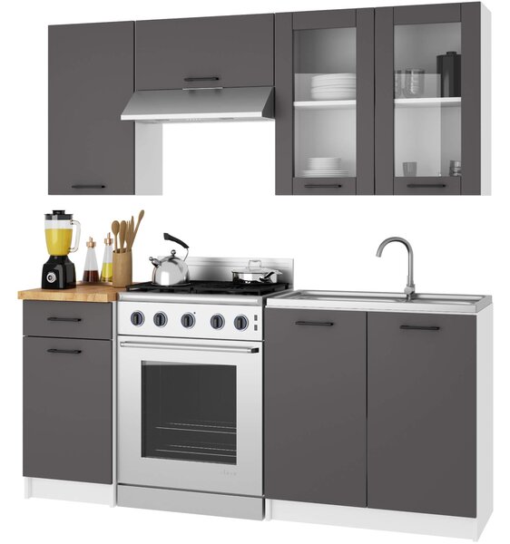 Ak furniture Závesná kuchynská skrinka OLIVIE W 80x72 cm matná biela/matná grafitovo šedá