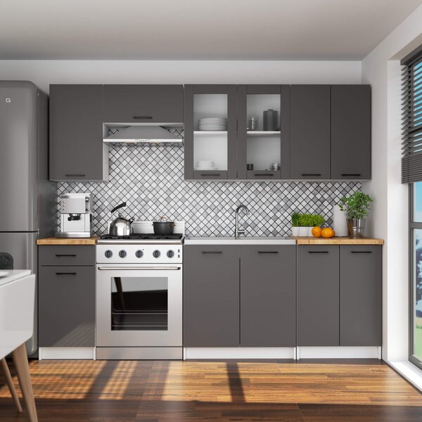Ak furniture Závesná kuchynská skrinka OLIVIE W 80x72 cm matná biela/matná grafitovo šedá