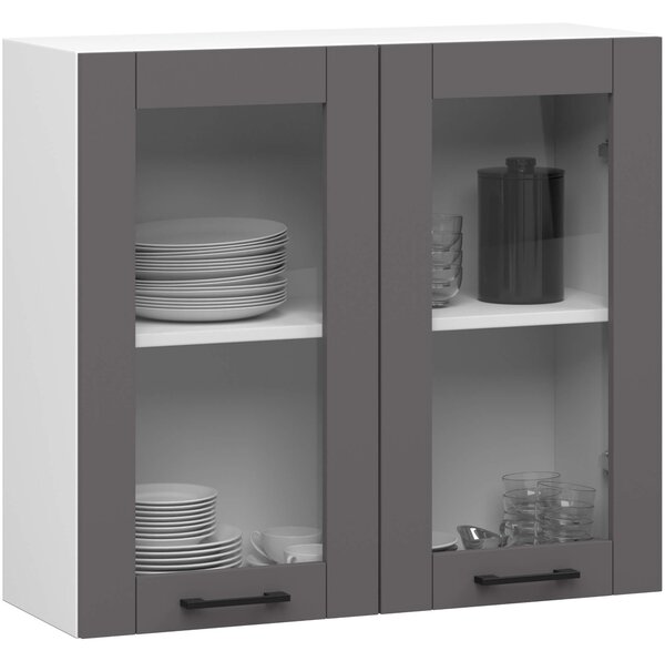 Ak furniture Závesná kuchynská skrinka OLIVIE W 80x72 cm matná biela/matná grafitovo šedá