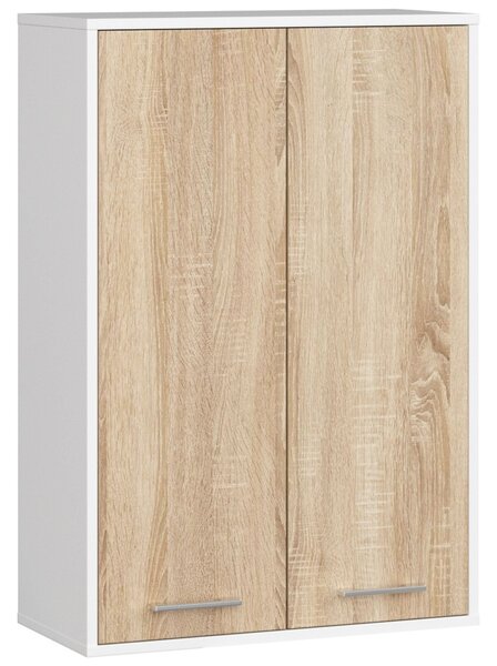 Ak furniture Závesná kúpeľňová skrinka Fin W64 64 cm biela/dub sonoma