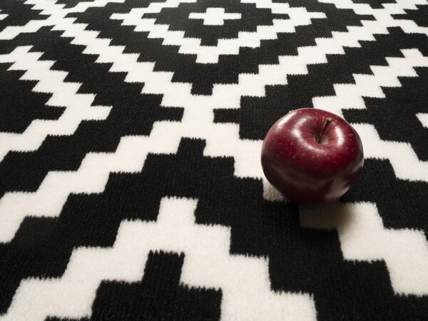 Alfa Carpets, Kusový koberec Gloria new black/cream, 190x280, čiernobiela, chodba / predsieň