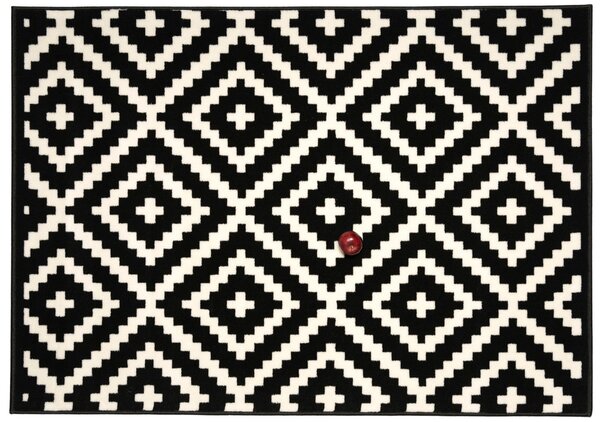 Alfa Carpets, Kusový koberec Gloria new black/cream, 190x280, čiernobiela, chodba / predsieň