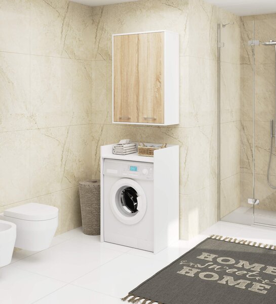 Ak furniture Závesná kúpeľňová skrinka Fin W64 64 cm biela/dub sonoma
