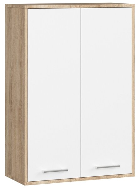 Ak furniture Závesná kúpeľňová skrinka Fin W64 64 cm biela/dub sonoma II