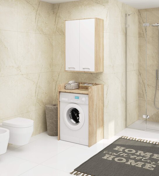 Ak furniture Závesná kúpeľňová skrinka Fin W64 64 cm biela/dub sonoma II