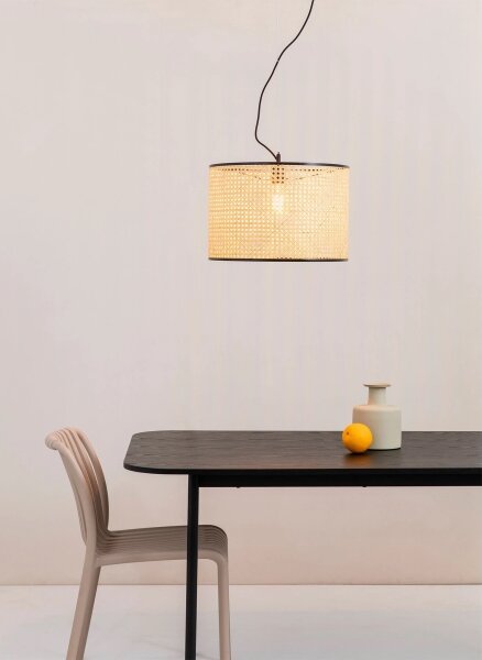 FARO 64314-49 - Luster na lanku MAMBO 1xE27/15W/230V pr. 45 cm ratan/čierna