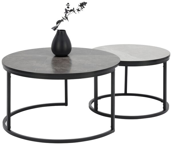 SADA KONFERENČNÝCH STOLÍKOV, svetlosivá, tmavosivá, kov, kompozitné drevo, 60-80/60-80/42-45 cm Ti'me - Stolíky do obývačky