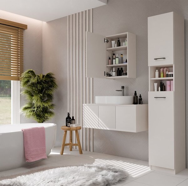TP Living Závesná kúpeľňová skrinka so zrkadlom POLA 1DL kašmírová