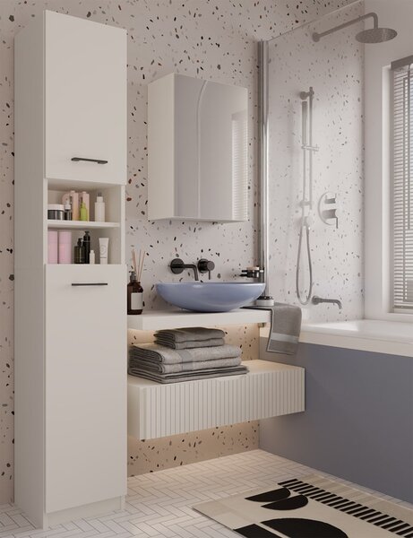 TP Living Závesná kúpeľňová skrinka so zrkadlom POLA 1DL kašmírová