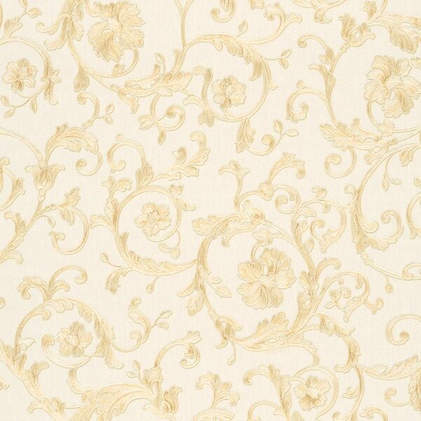 Vliesové tapety na stenu Versace III 34326-1, rozmer 10,05 m x 0,53 m, klasický barokový vzor béžovo-zlatý, A.S. Création