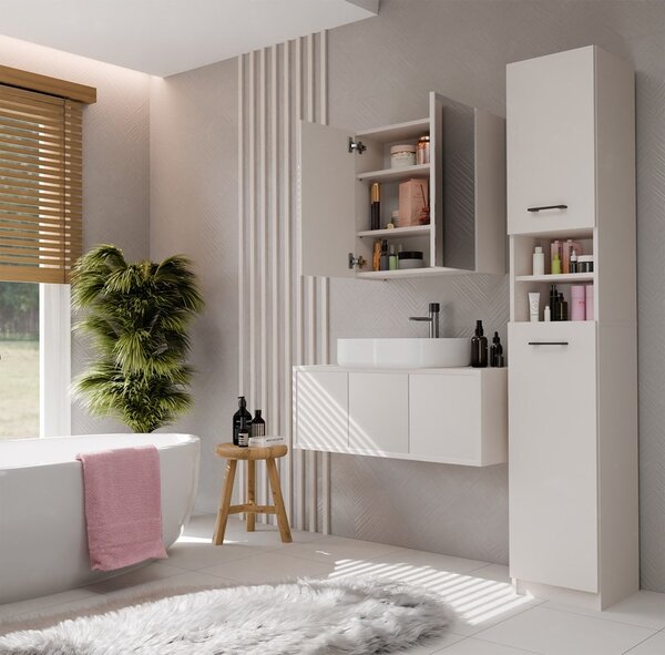 TP Living Závesná kúpeľňová skrinka so zrkadlom POLA 2DL kašmírová