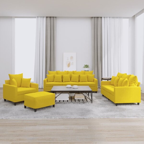 Maison Exclusive – 4-dielna sedacia súprava s vankúšmi, žltý zamat